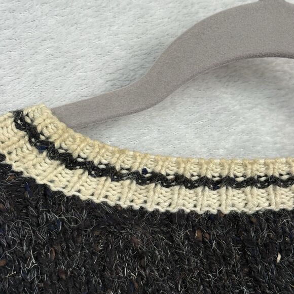 Vtg 90s Old Navy Wool Sweater Mens XL Gray Cable Knit Fisherman Chunky Grandpa - Picture 6 of 11